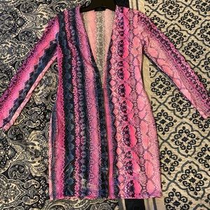 BRAND NEW Pink Snakeskin Plunge Dress
